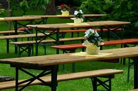 tables on garden