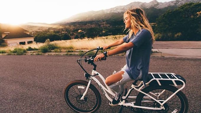 woman on Folding Bikes