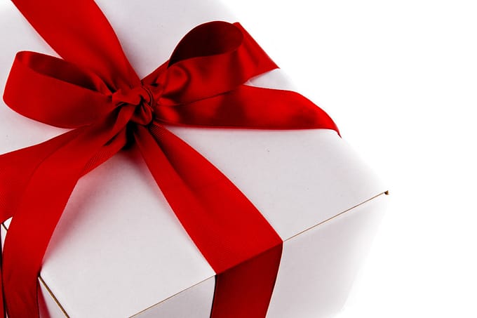 gift with red ribbon